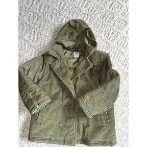 Gymboree Boy's Size Medium 7/8  Corduroy Winter Jacket Green -Removable Hood EUC
